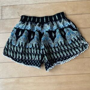 Lucky Style Brand Black and Blue Paisley Patterned Women’s Shorts